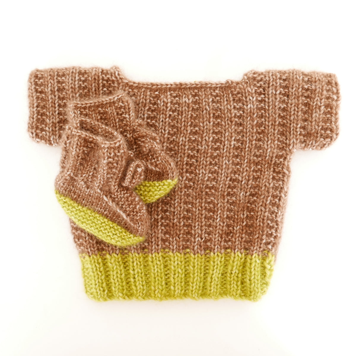 Knitted T Shirt with Booties in Cocoa + Lime