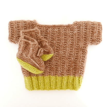 Knitted T Shirt with Booties in Cocoa + Lime