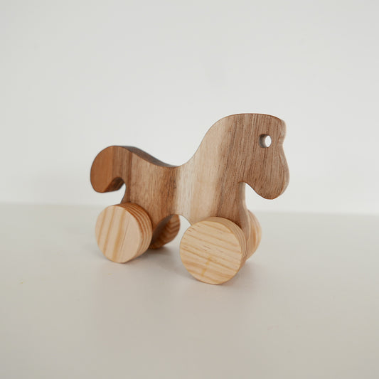 Wooden Horse with Wheels