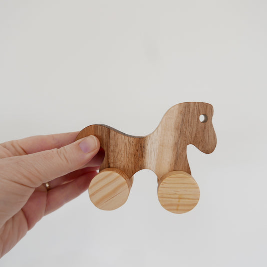 Wooden Horse with Wheels