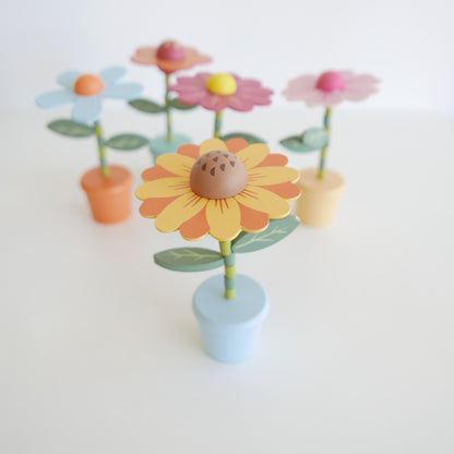 Push Puppet Flower wooden toys vitange for toddlers