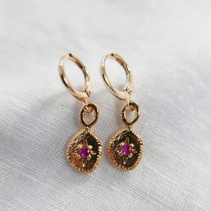 Sun Charm Earrings - Rose Pink