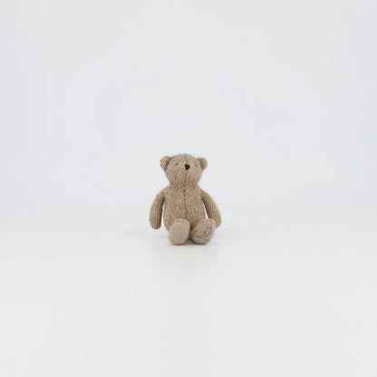 Small brown teddy bear on a white background