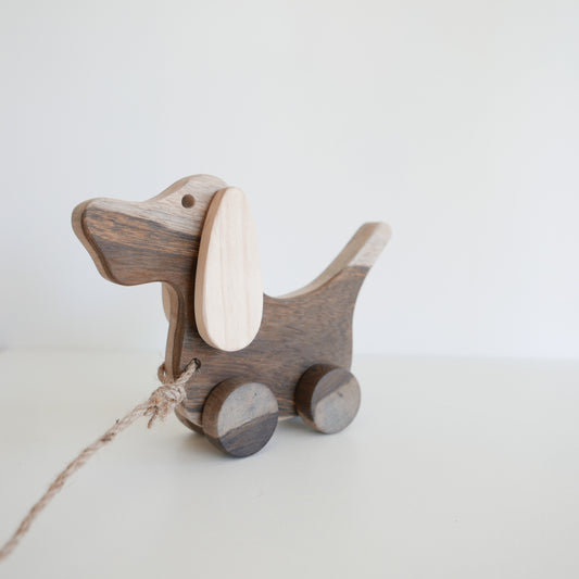 Wooden Pull Along Puppy toy handmade