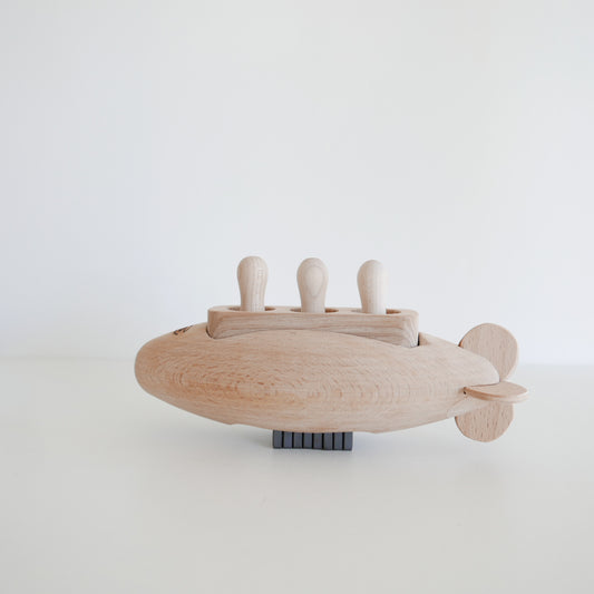 Wooden Submarine with figurines Handmade