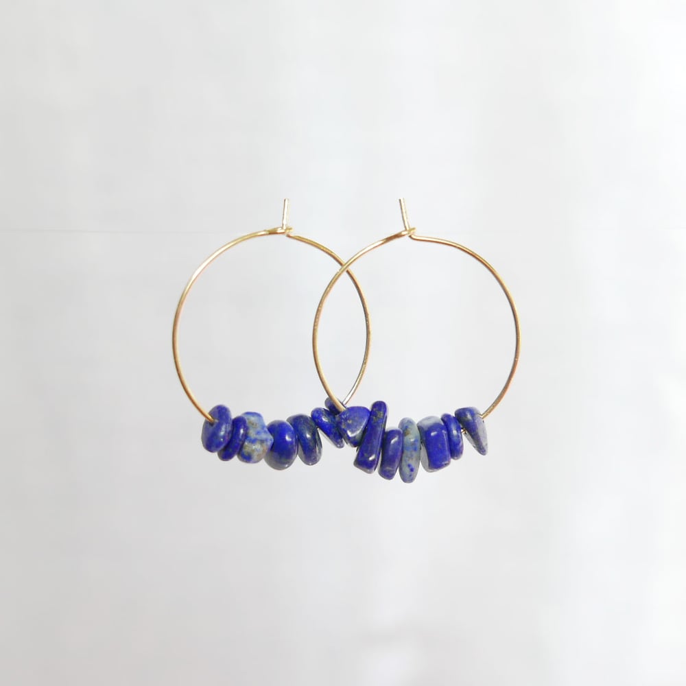 Goodheart Hoops Gemstone - Lapis Lazuli
