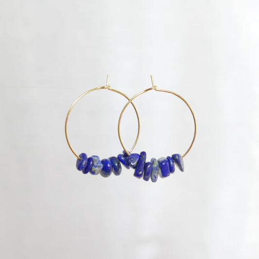 Goodheart Hoops Gemstone - Lapis Lazuli