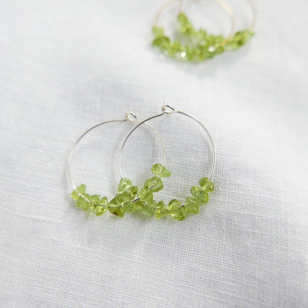 Goodheart Hoops Gemstone - Peridot