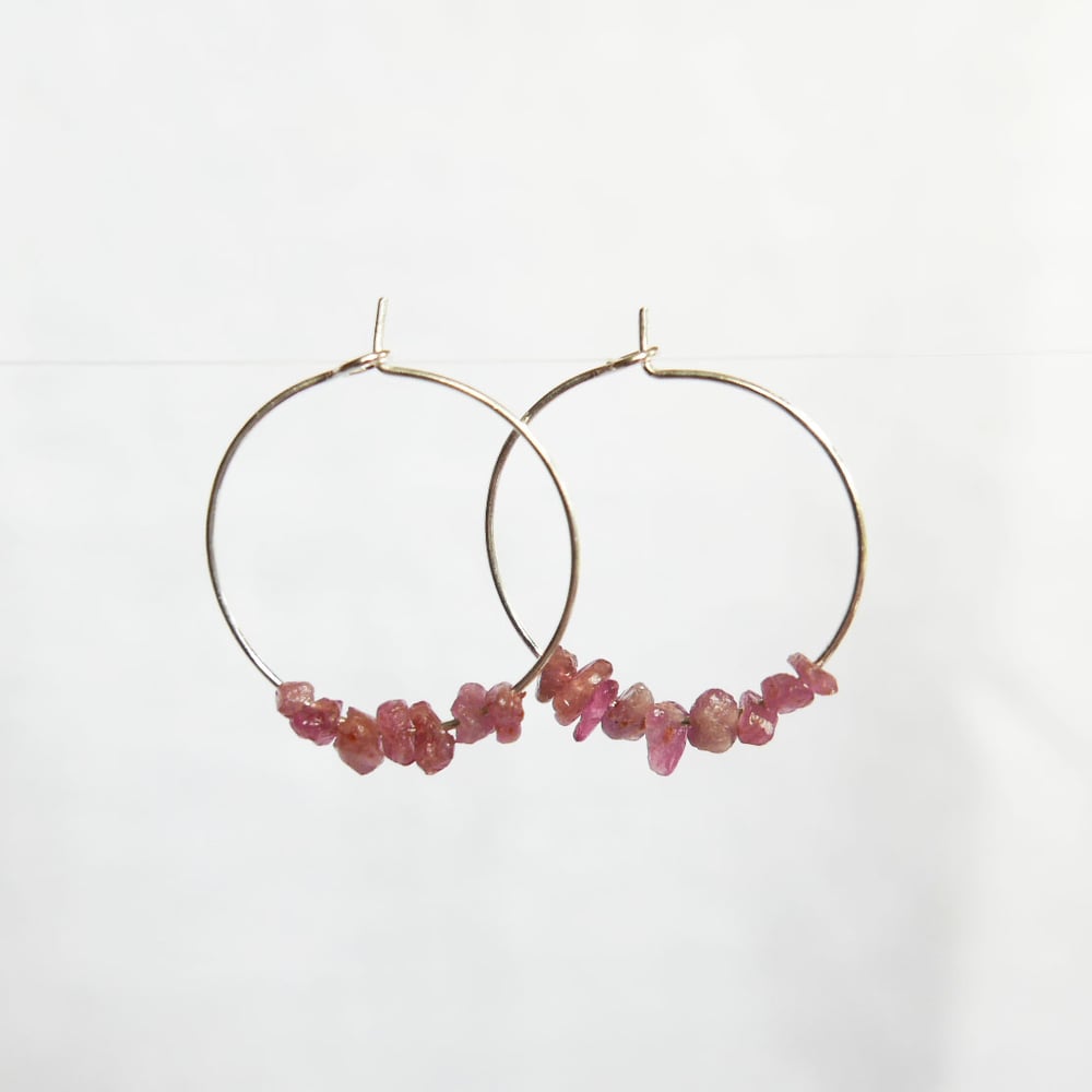 Goodheart Hoops Gemstone - Pink Tourmaline