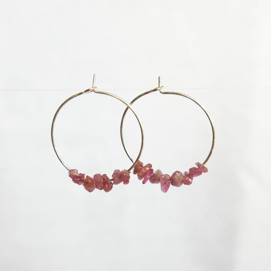 Goodheart Hoops Gemstone - Pink Tourmaline